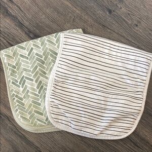 Copper Pear Burp Cloths / Rags in green, white, and black “Alta”